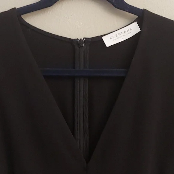 EVERLANE Black Sheath Midi V-Neck Sleeveless Ponte Dress - Picture 6 of 13